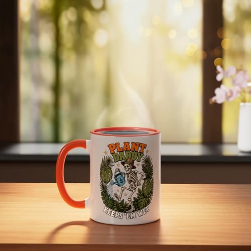 Taza cerámica Jardinería Skeleton Naranja Blanco 11 oz miniatura 3