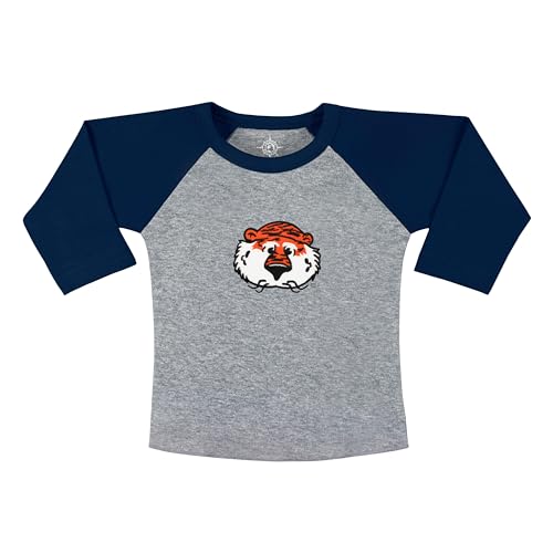 Auburn University Aubie The Tiger Newborn Baby Toddler Ragland Shirt, 24 Months, Navy