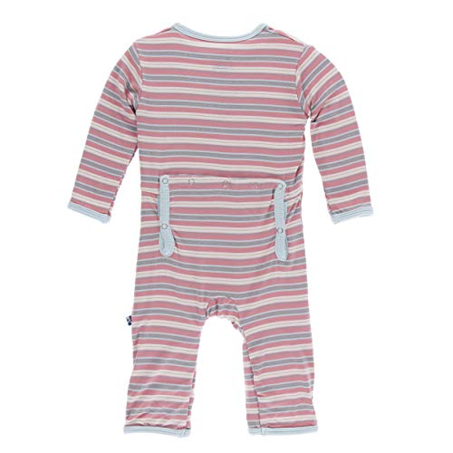KicKee Pants Little Girls Print Coverall with Zipper - India Dawn Stripe, 9-12 Months