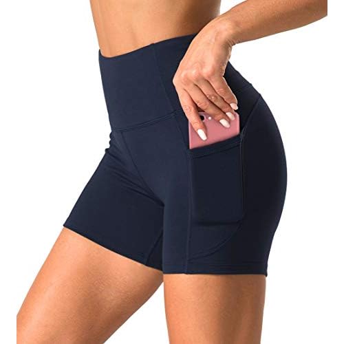 Dragon Fit Women's High Waist Workout Shorts with 2 Side Pockets Stretch Tummy Control Athletic Shorts for Gym Yoga Running