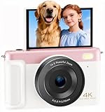 4K Digital Camera for Photography, Compact Point and Shoot Camera 75MP Autofocus Vlogging Camera with WiFi, 3' 180° Flip Screen, 16X Zoom Anti-Shake, 32GB SD 2 Batteries for Beginners, Teens