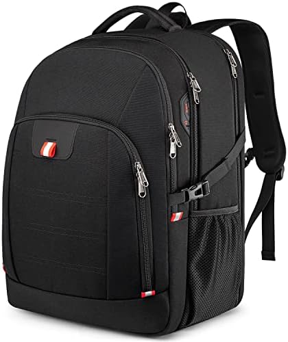 Della Gao Travel Laptop Backpack, Business Anti Theft Large Travel Backpack with USB Charging Slit, Water Resistant College School Computer Bag Gifts for Men & Women Fits 18.4 Inch Notebook, Black