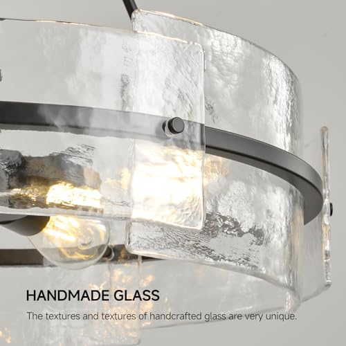 Modern Black Chandeliers for Dining Room, 22" Drum Glass Crystal Chandelier by Vokmon - Used condition - Image 6