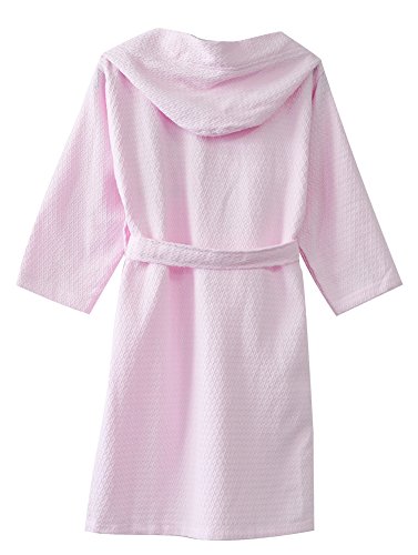 Kisbini Kids 100% Cotton Long Hooded Robes Bathrobes For Children Pink L 8-9T #TOP1