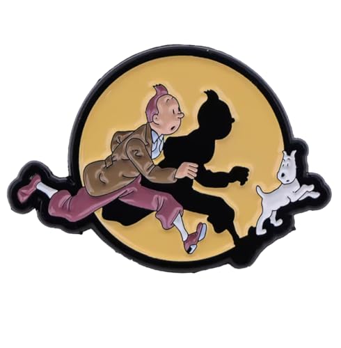Tintín y milou, Tintín Reportero Dibujos Animados Comics Dibujos Animados, Pin de solapa Broche Accesorio Ropa Bolsa, 4 X 4.3 Centimètres, Esmalte