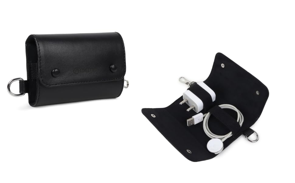 Image of GadgetBite Travel Clip on Pouch, Tidy case for Cable and adapters, Travel Pouch, Bag Insert,Organiser Pouch- Black