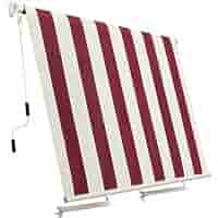 Tenda Da Sole A Caduta Righe Bordeaux 250x200 Cm - Parasole Esterno Con Rullo In Alluminio E Protezione UV