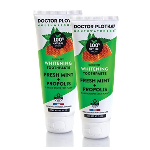 Dr Plotkas Whitening Toothpaste by Mouthwatchers | Fluoride Free Natural Toothpaste for Sensitive Teeth and Gums | Fresh Organic Mint and Organic Propolis | 2 Tubes, 3 oz Each