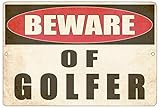 Rogue River Tactical Funny Golf Ball Metal Tin Sign Wall Decor Man Cave Bar Warning Beware of Golfer