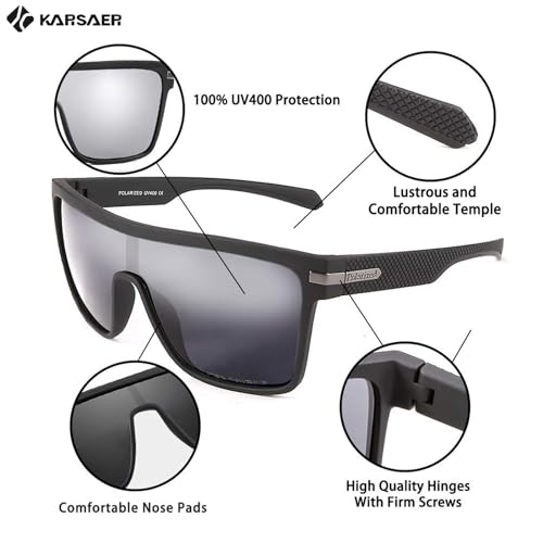 Karsaer Flat Top TR90 Polarized Sports Mens Sunglasses Vintage Square Cycling Running Fishing Golf Hiking Sports Glasses3