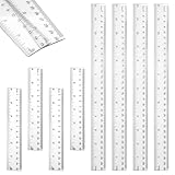 8 Stück Kunststoff Lineal Set, Transparent Standard Lineale, Lineal 15Cm + 30Cm Grundschule, Lineal Metrisch, Umrechnungstabelle Zoll In Cm, Metrische Inch Skala für Schule Büro Zuhause
