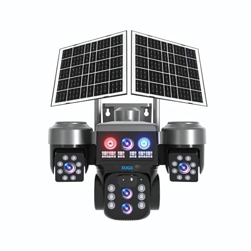Image of XUGA - Cybernautt X10T-S 12MP 3 Lens PTZ Solar 4G Sim Outdoor CCTV Camera with 3 View | 360 | Night Vision | Motion Detection| 10X Optical Zoom | RGB Light | Dual Solar Panel | Use Air-tel 4G Sim
