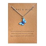 TianWlio Bunte Schmetterling Anhänger Kette einschichtige Kette Schmetterling Halsketten Kette Damen mit Anhänger Halskette Edelstahl Kette (G, One Size)
