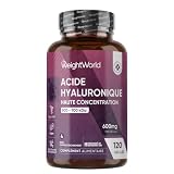 Acide Hyaluronique en Gélules 600mg, 120 Gélules Vegan (4 Mois), 500-700kDa...