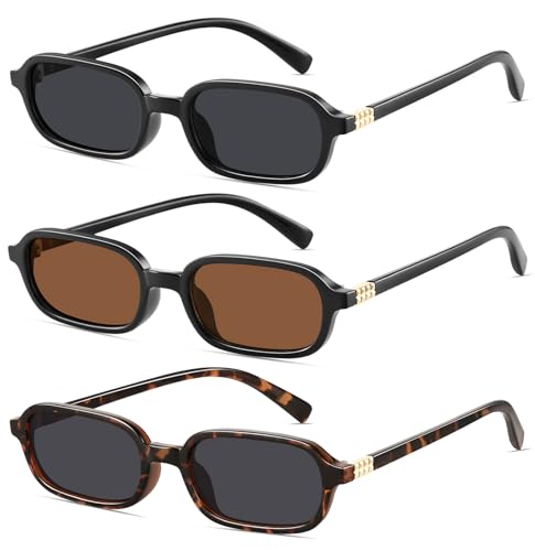 YMRFW Retro Rectangular Sunglasses for Women Narrow Trendy Small 90s Style Square Frame UV Protection Sun Glasses