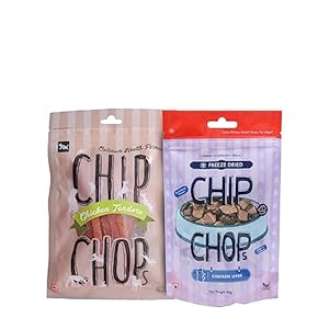 Combo of Chip Chops Chicken Tenders Dog Treat, 1 Pack & Chip Chops Freeze Dried Chicken Liver Dog Treat, 1 Pack