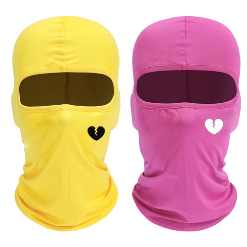 2 Unidades Balaclava Full Face para Hombre Ciclismo Capa Ski Máscara Cazador Senderismo Caza Militar Motocicleta (Amarillo + Rosa)