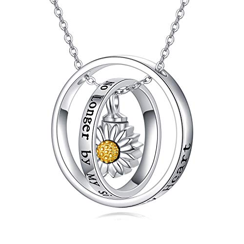Collier urne funéraire pendentif tournesol bijoux cinéraires argent 925