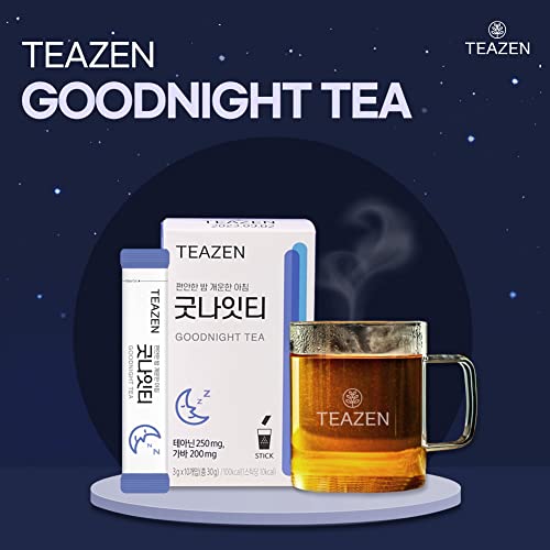 Teazen Goodnight Premium Tea From Korea, Powdered Mix With Theanine And Gaba, 10 Sticks, 1.05 Oz #TOP1