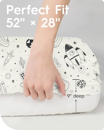 Image of Crib Sheet for Boy Girl, Premium Soft Jersey Knit Fitted Crib Sheets, Safe and Snug, Durable, Stylish Crib Sheet, 28''x52''x9'' Extra Deep Pocket