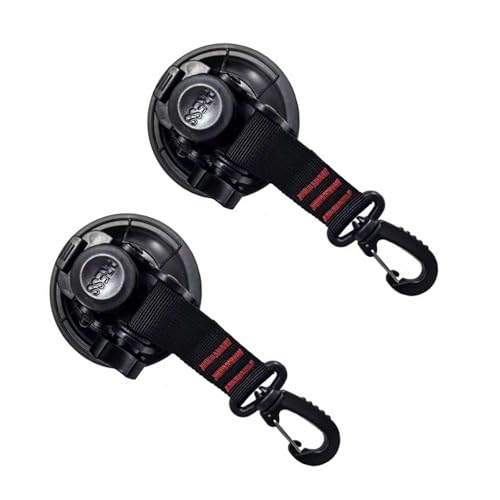 Bawkars 2 PCS Heavy Duty Suction Cup Hooks, Multi-Functional Camping Suction Cups, Outdoor Canopy Tarp Tent Camper Accessories, Universal for RV Boat Car (Black)