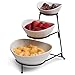 Gibson 3 Tiered Oval Chip And Dip Set With Metal Rack, Three Tier Dessert And Snack Server