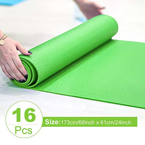 16 Pcs 3 Mm Thick Yoga Mat Exercise Workout Mat Non Slip Fitness Yoga Pad For Women Gym Home Yoga Pilates (Green) #TOP1