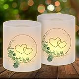 12 Windlicht Tischdeko Hochzeit Eukalyptus, Windlichter Eukalyptus Liebe, Hochzeitsdeko Tisch, Windlichter für Verlobung Hochzeitstag Jubiläum, Geeignet für Teelichter oder Kerzen
