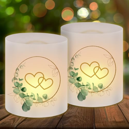 12 Windlicht Tischdeko Hochzeit Eukalyptus Windlichter Eukalyptus Liebe Hochzeitsdeko Tisch Windlichter für Verlobung Hochzeitstag Jubiläum Geeignet für Teelichter oder Kerzen