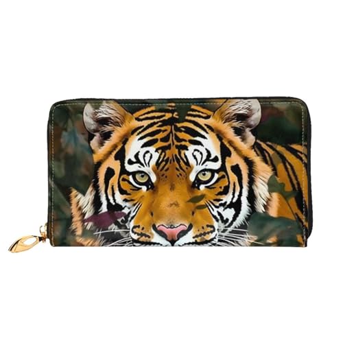 Leather Wallet for Women Men Bifold Wallet Ultra Slim Credit Card Holder Camouflage Tiger Ladies Clutch Purse