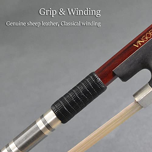 Vingobow Full Size Pernambuco Cello Bow For Professional Players Deep And Poweful Sound Natural Horsehair, Art No.430C #TOP4