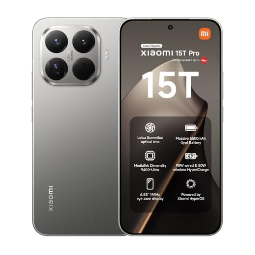 XIAOMI 15T Pro, Smartphone 12+512GB, 6,83" 144Hz augenschonendes Display, MediaTek Dimensity 9400+, 50MP Leica 5X Pro Teleobjektiv, 5500mAh, Titan, 2 Jahre Garentie