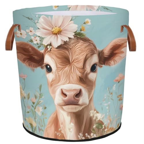 Mozaigos Calf Flowers Laundry Basket with Handles