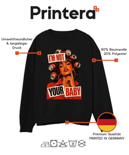 Printera I'm Not Your Baby Pull Rockabilly Statement, Noir , L – vue 4