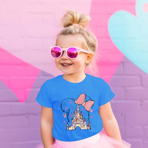 Image of Graphic Shirts for Girls Cute Bow T Shirt Kids Toddler Holiday Tshirt Vacation Trip Summer Tee Cotton Tops