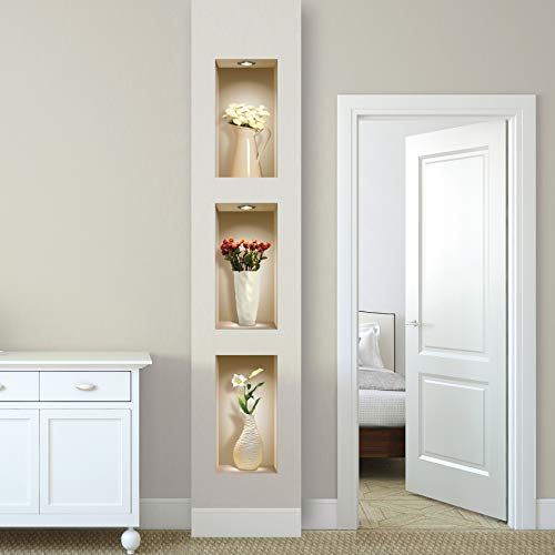 The Nisha Art Magic 3D Vinyl Removable Wall Sticker Decals Diy, Set Of 3, Red And White Vases #TOP3