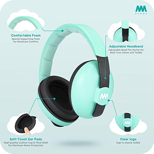 Image of mumba Baby Ear Protection Noise Cancelling Headphones for Babies and Toddlers Baby Earmuffs - Ages 3-24+ Months