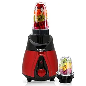 Sunmeet BTRRMA21 600Watts Mixer Juicer Grinder with 2 Jars (1 Large Bullet and 1 Small Bullet) - Red