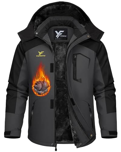 Yufawow Men Winter Jacket Work Coat Waterproof Windbreaker Heavy ...