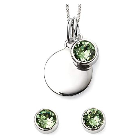 Beginnings 925 Sterling Silver Crystal August Birthstone Necklace & Earring Jewellery Set Cover