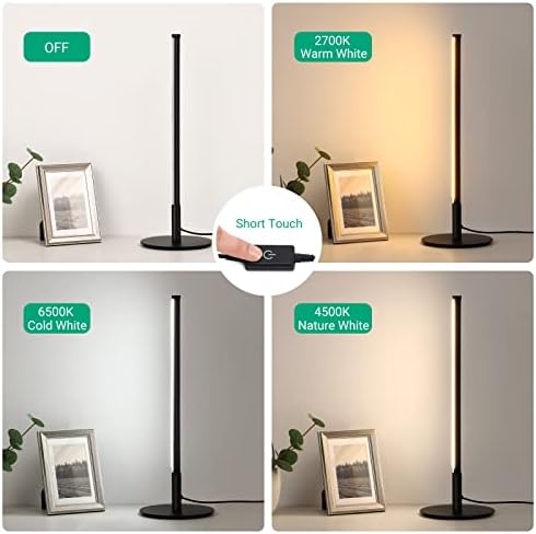 EDISHINE 16.9 in LED Table Lamp, Touch Control Table Lamps, Dimmable Bedside Lamp, 3 Color Temperature Nightstand Lamp, LED Desk Lamp for Reading, Bedroom, Living Room, Black, Christmas Gifts