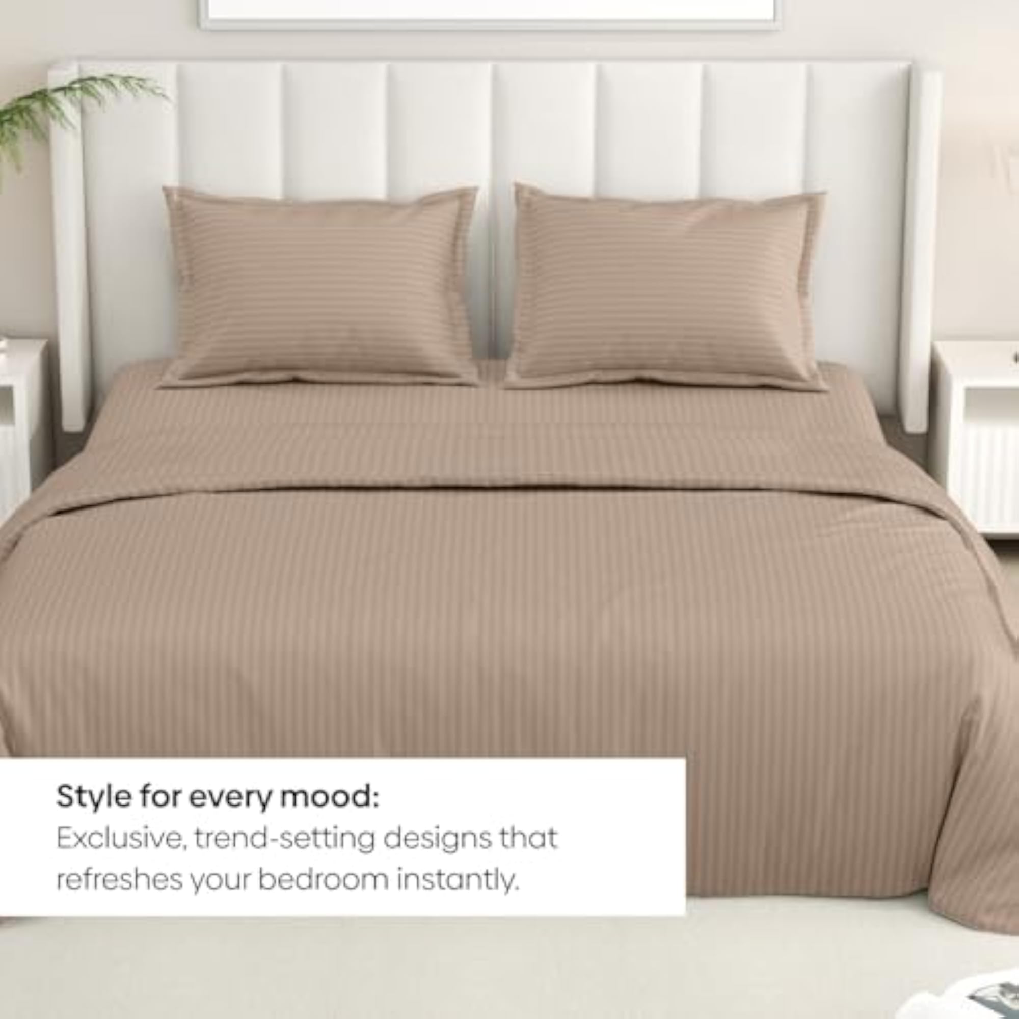 Satin Stripes Ultrasoft Queen Size Bedsheet with 2 Pillow Covers