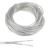 JPGhaha 20 Metros Cable Eléctrico Transparente de PVC Flexible de 2 Núcleos Alambre de Iluminación de Cobre 28 AWG 0,08 mm² Cortable Anti Oxidation Resistencia a la Temperatura Cables de Extensión