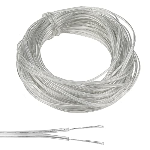 JPGhaha 20 Metros Cable Eléctrico Transparente de PVC Flexible de 2 Núcleos Alambre de Iluminación de Cobre 28 AWG 0,08 mm² Cortable Anti Oxidation Resistencia a la Temperatura Cables de Extensión Cover