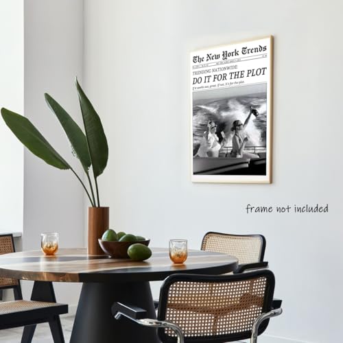 Retro New York Trends Wall Art Black and White Newspaper Poster Do It for The Plot Canvas Prints Funky Feminist Posters Trendy College Wall Decor for Bar Cart Hot Girl Dorm Room Decorative 12x16inch Unframed by Generic - Used condition - Image 7