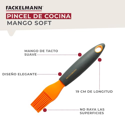 Miniatura 2 de Fackelmann Soft Pincel De Silicona, Pincel De Cocina, Pincel De Repostería, Brocha Para Untar Aliños Y Coberturas, Mango Antideslizante, Alta Resistencia Al Calor Hasta 230 C, 19 X 3 Cm, 1 Ud