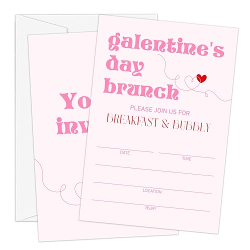 Cartes d'invitation Galentine's Day pour fête de Saint-Valentin filles avec enveloppes x20