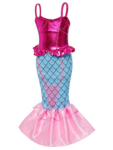 Lauphie Little Girls Mermaid Costume For Girls Princess Dress Up With Accessories Birthday Party Cosplay (110 3-4 Years) #TOP2