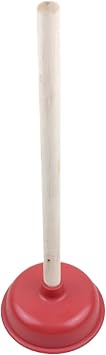 Toilet Plunger Heavy Duty, 5.5" Dia. Thermoplastic Rubber Sink Plunger with Long Wooden Handle Toilet Plungers & Holders