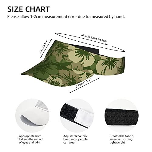 Hawaiian Floral Olive Green Sport Visor Hats For Women Sun Protection Visor For Golf, Tennis, Running, Beach #TOP4